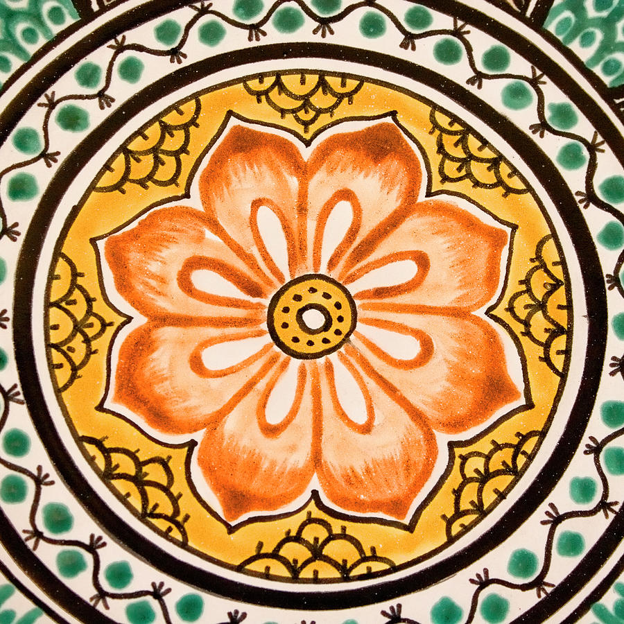 Flowers Still Life Photograph - Mexican Tile Detail by Carol Leigh