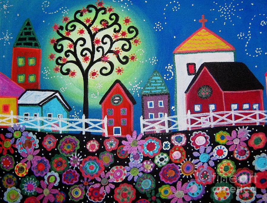 Mexican Town Painting by Pristine Cartera Turkus