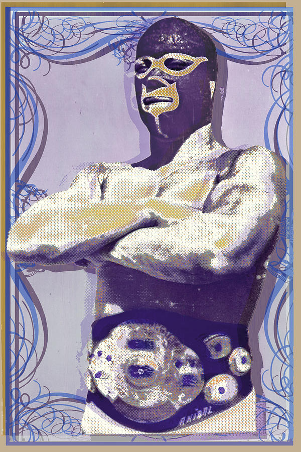 Vintage Painting - Mexican Wrestler Lucha Libre by Tony Rubino