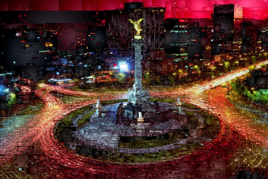 Mexico City D.F at night Digital Art by Rafael Salazar