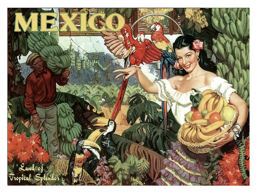 Mexico, woman with bananas Painting by Long Shot