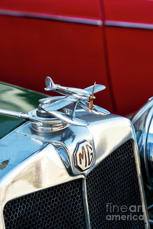 MG Airplane Hood Ornament  Photograph by Tim Gainey
