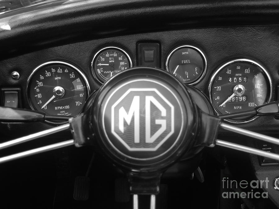 Car Photograph - MG Midget Dashboard by Neil Zimmerman
