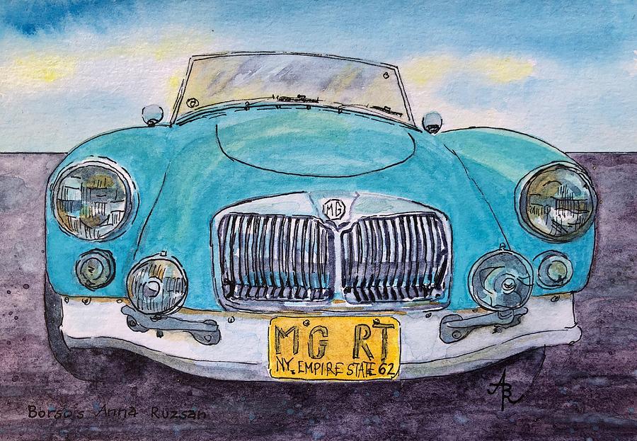 MG Roadster to Race and Restore Painting by Anna Ruzsan
