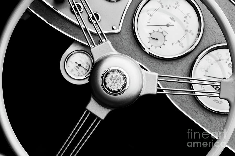 MG Steering Wheel Abstract Photograph by Tim Gainey