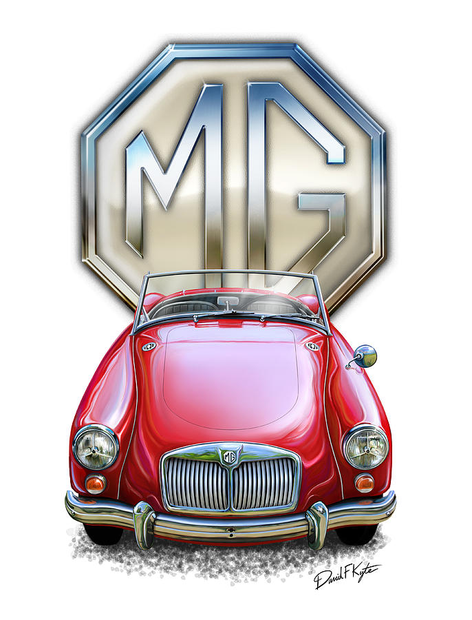 Mga Digital Art - MGA Sports Car in Red by David Kyte