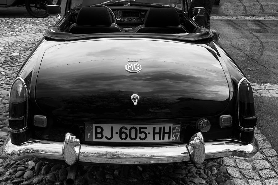 Black And White Photograph - MGB Roadster Rear by Georgia Clare