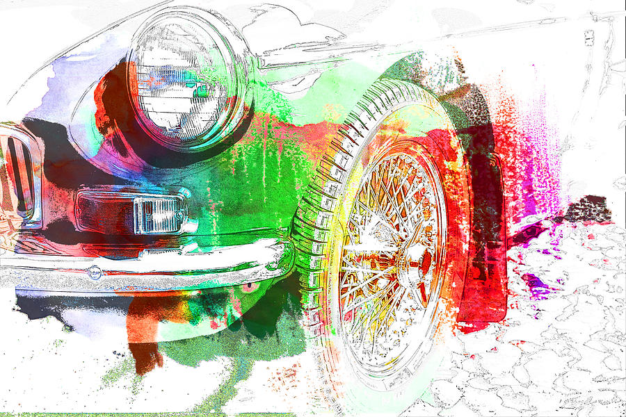 MGB Wheel and Headlight Digital Art by Georgia Clare