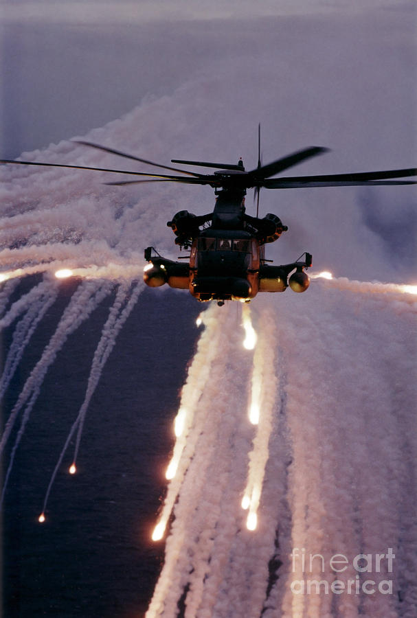 Mh-53j Pave Low IIie Expends Flares Photograph by Stocktrek Images