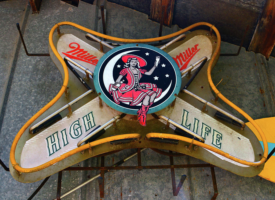 Vintage Miller Hgh Life beer sign Photograph by David Lee Thompson