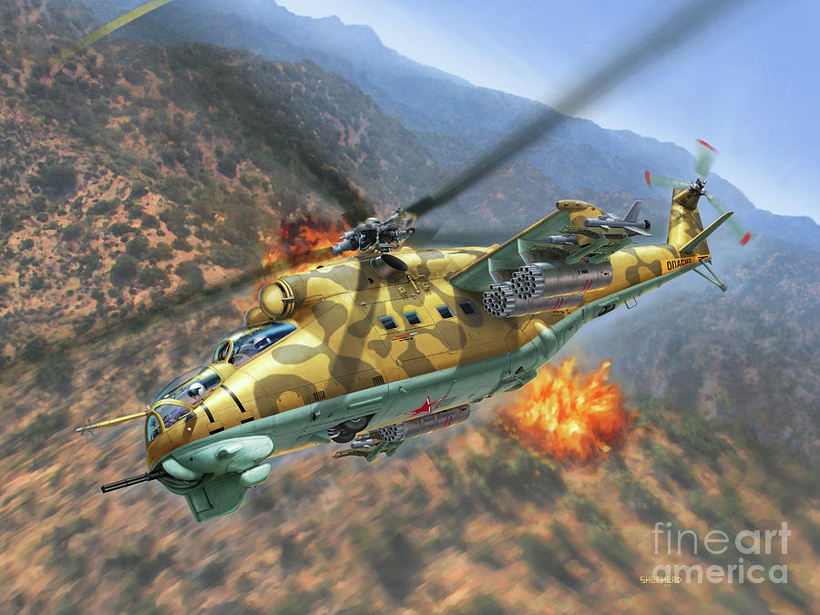 Mi-24D Hind Digital Art by Stu Shepherd