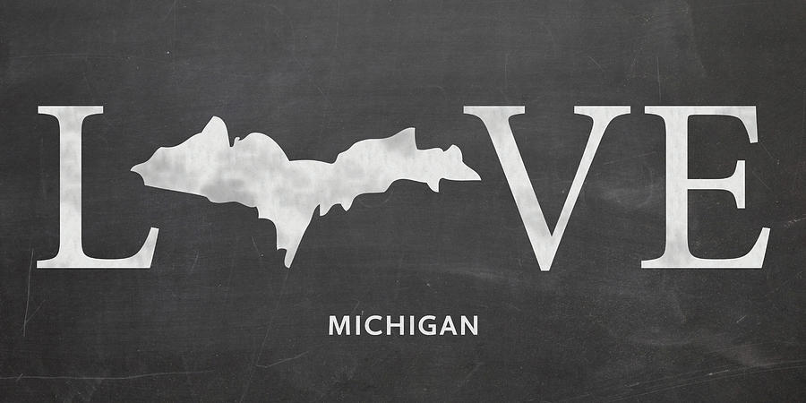 Michigan Map Mixed Media - MI Love by Nancy Ingersoll