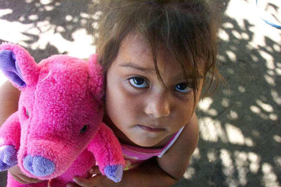 Portrait Photograph - Pink Pig and Sobrina by Erick