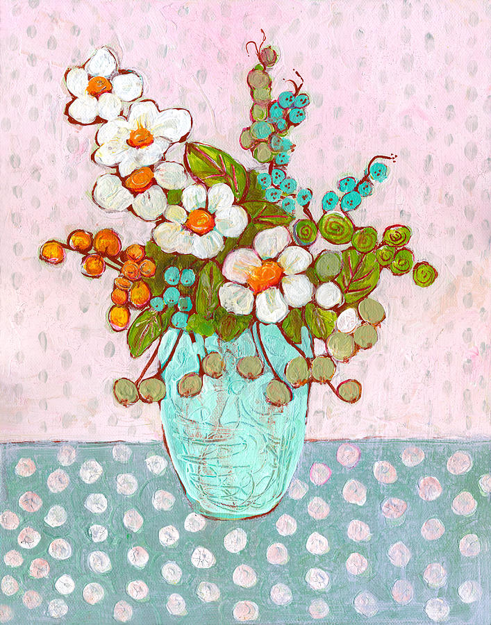 Mia Daisy Flowers Painting by Blenda Studio