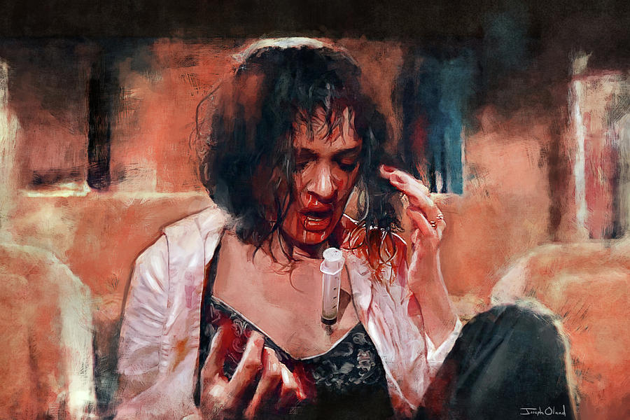 Movie Painting - Mia Wallace - Adrenaline - Pulp Fiction by Joseph Oland