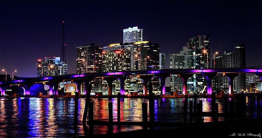 Miami at Night -3 Photograph by Ali Zaidi - Fine Art America