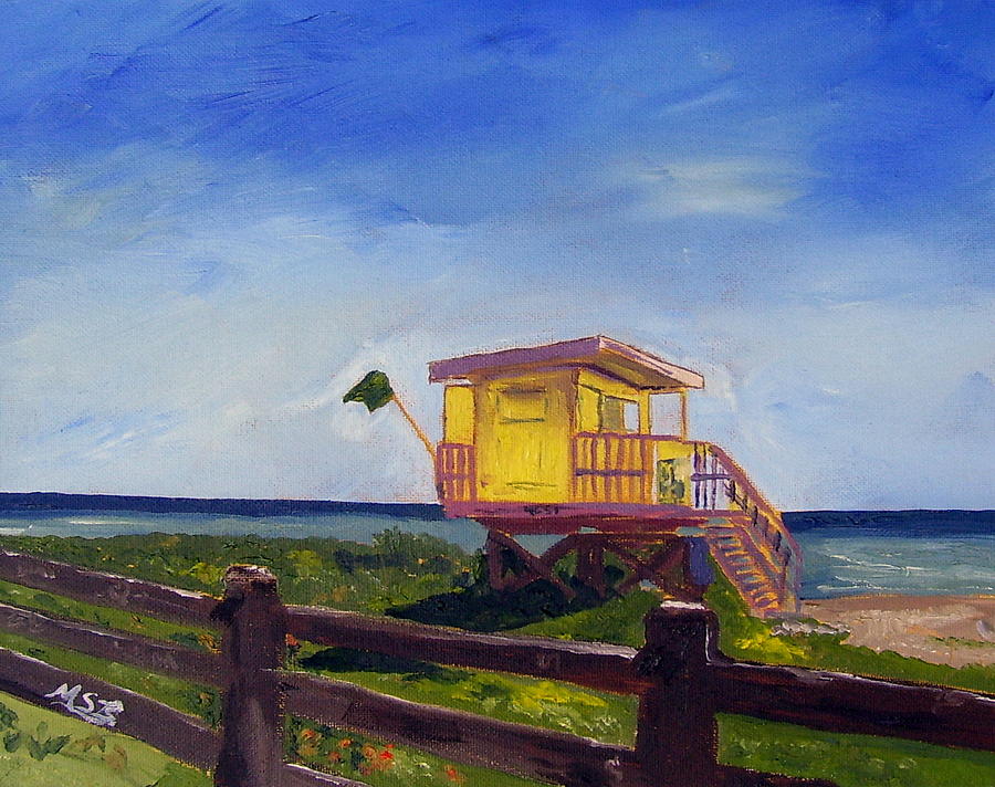 Miami Beach Lifeguard 46 St. Painting By Maria Soto Robbins - Fine Art 