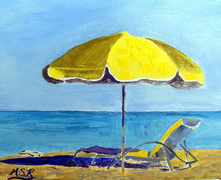 Umbrella Painting - Miami Beach Waiting for You by Maria Soto Robbins