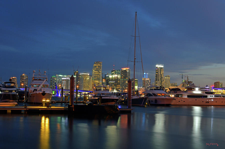 Miami Boats And Skyline  Photograph by Ken Figurski