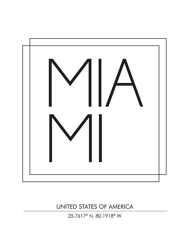 Miami, United States Of America - City Name Typography - Minimalist City Posters Mixed Media by Studio Grafiikka