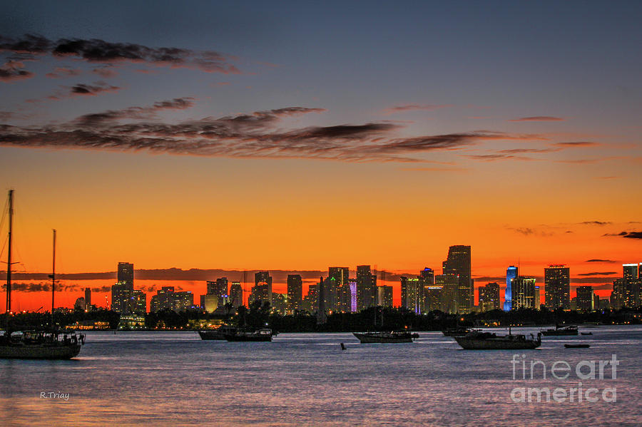 Miami Coming to Life at Sunset Photograph by Rene Triay FineArt Photos