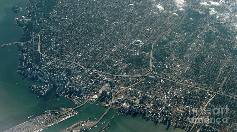 Miami Florida Cityscape Aerial Photo Photograph by David Oppenheimer