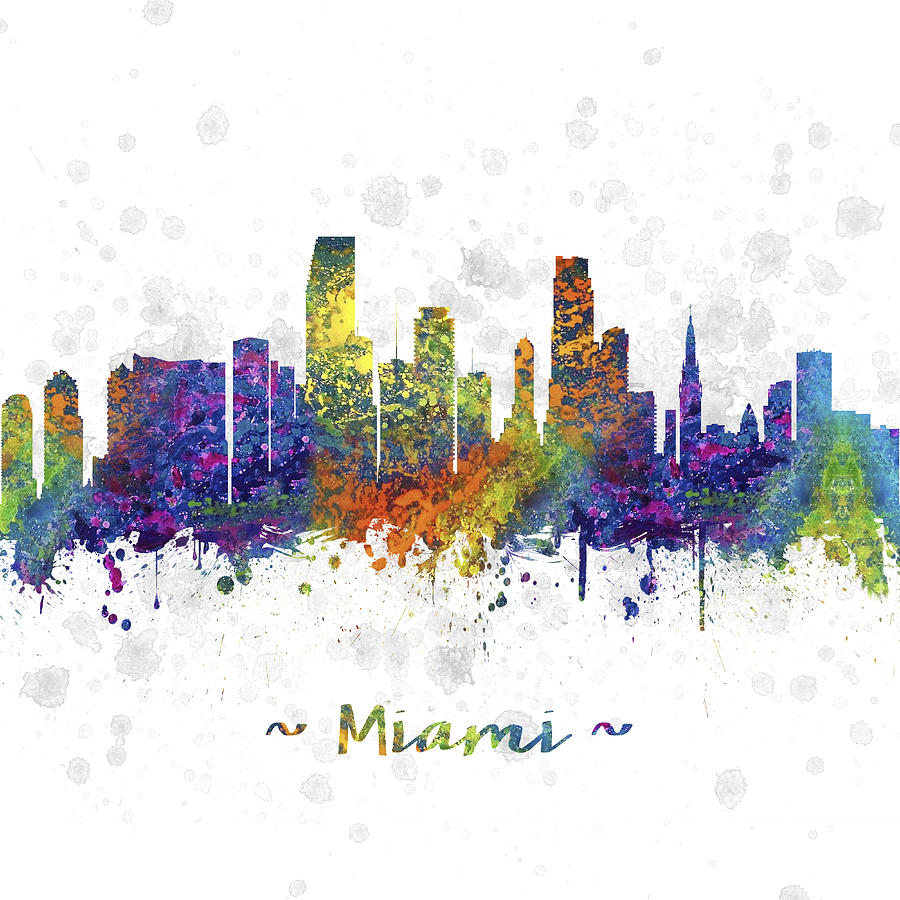 Miami Florida Skyline Color 03sq Digital Art