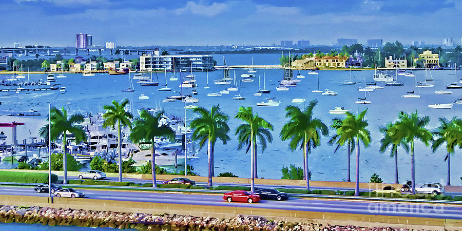 Miami In Blue Digital Art by Olga Hamilton