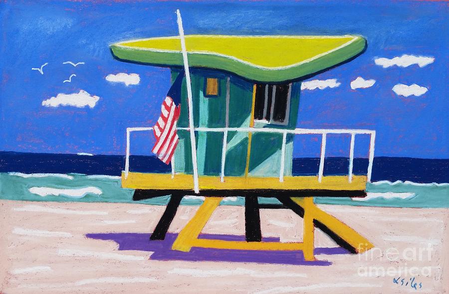 Miami Lime Green Hut Painting by Lesley Giles - Fine Art America