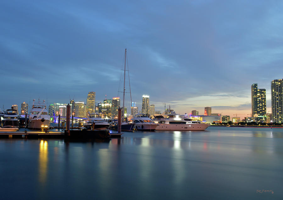 Miami Marina And Skyline Photograph by Ken Figurski