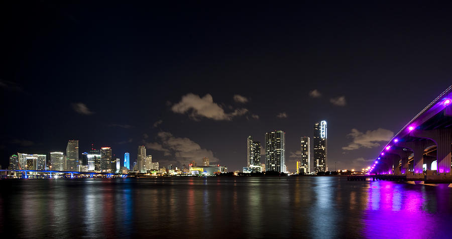 Miami Photograph - Miami Night Lights by Tom Dowd