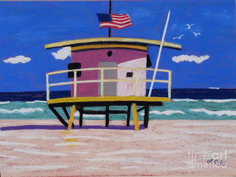 Miami Painting - Miami Pink Hut by Lesley Giles