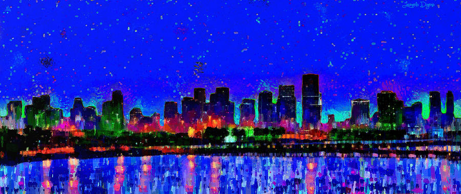 Miami Skyline 22 - DA Digital Art by Leonardo Digenio - Fine Art America