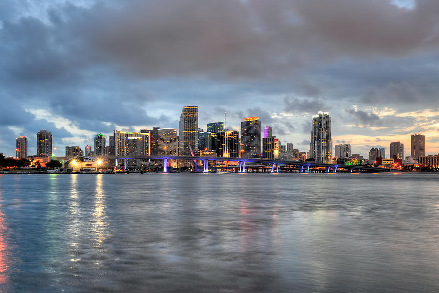 Miami Skyline at Dusk Photograph by Mark Whitt