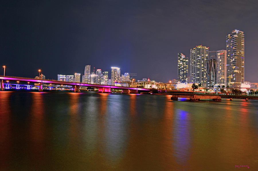 Miami Skyline At Night 2 Photograph by Ken Figurski