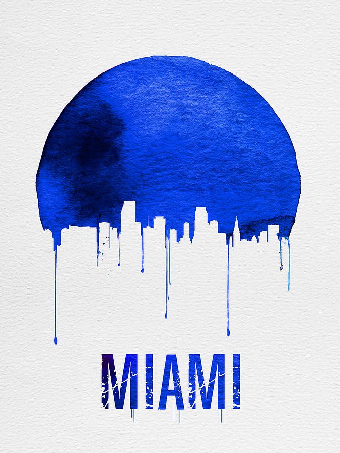 Miami Photograph - Miami Skyline Blue by Naxart Studio