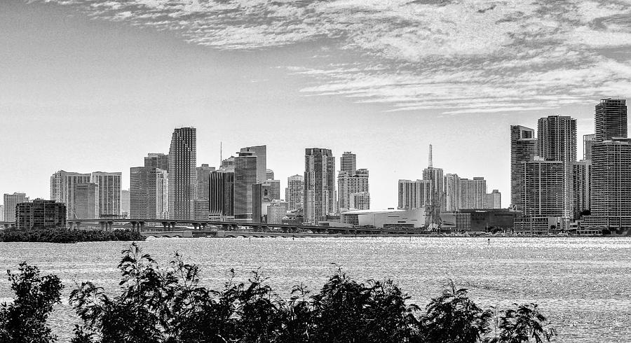 Miami Skyline BW Photograph by Rene Triay FineArt Photos