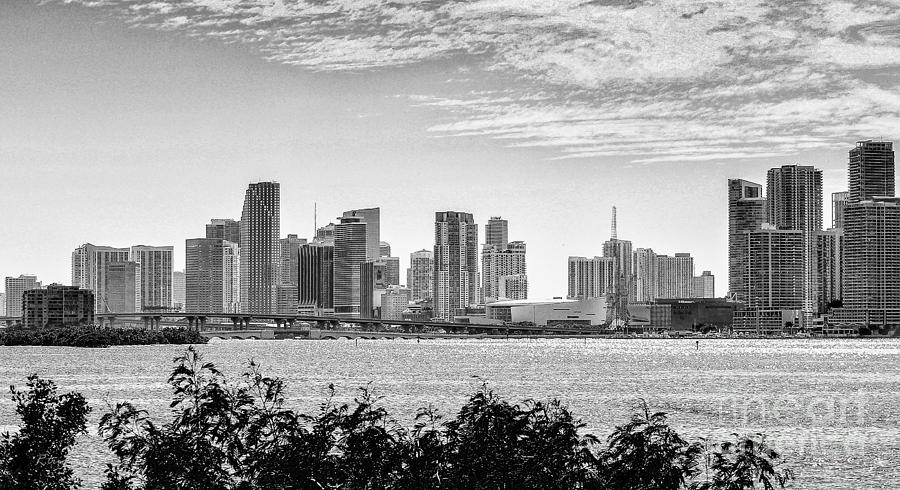 Miami Skyline Skyscrapers in BW Photograph by Rene Triay FineArt Photos