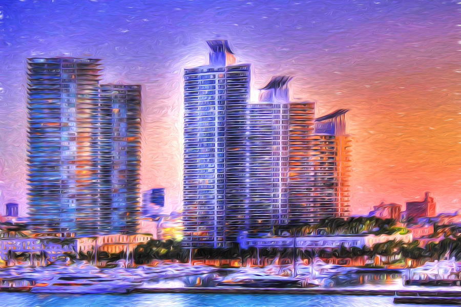 Miami Photograph - Miami Skyline Sunrise by Shelley Neff