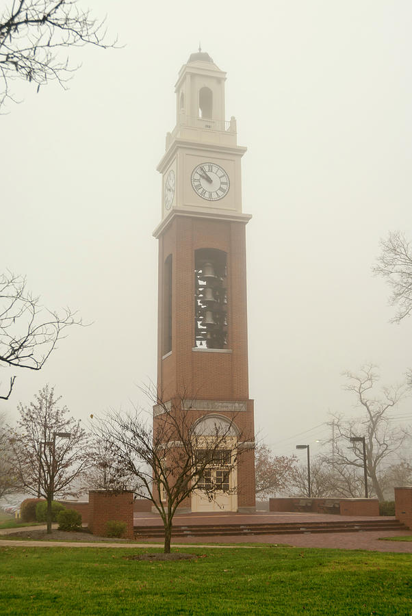 Architecture Photograph - Miami University Clock Tower on a Foggy Morning by Phyllis Taylor