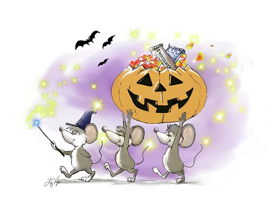 Mic, Mac, and Moes Happy Halloween Digital Art by Liz Viztes