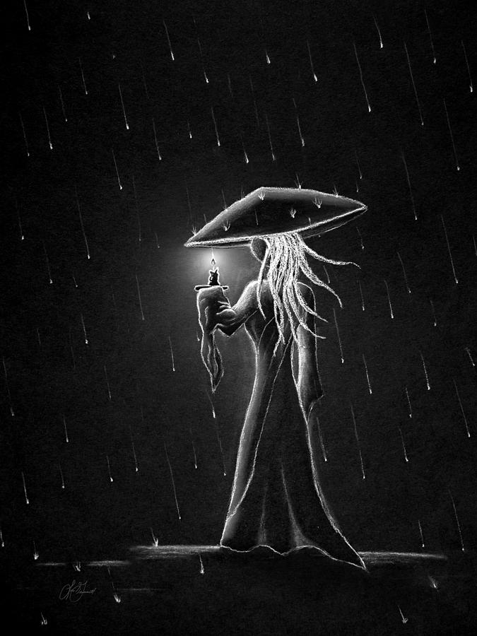 Micah Monk 07 - Candle in the Rain Drawing by Lori Grimmett