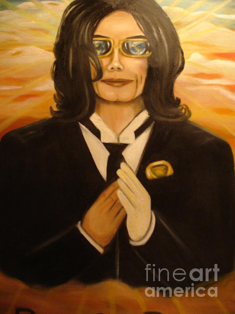 Michael Jackson Painting - Michael at work for peace by Linda Mungerson
