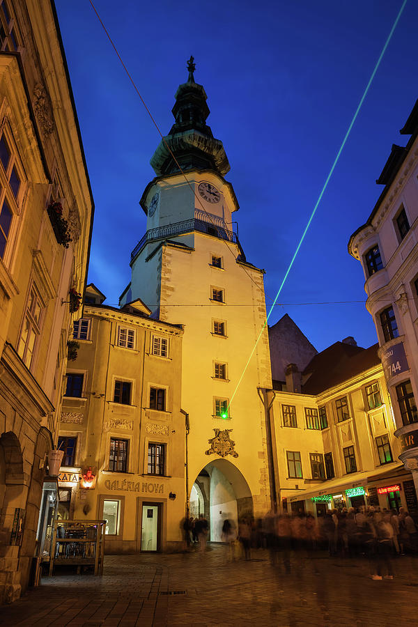 Michael Gate and Tower at Night in Bratislava Photograph by Artur Bogacki