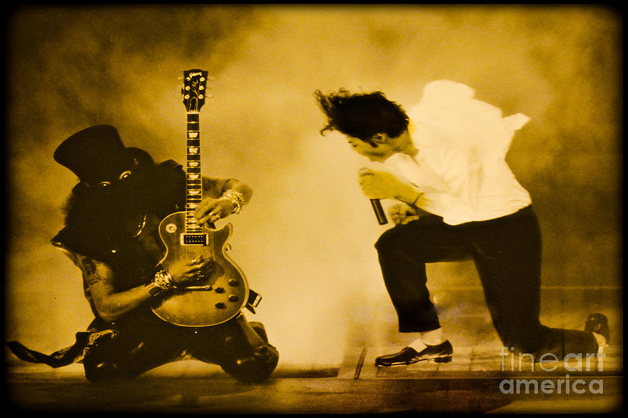 Michael Jackson And Slash Gold Photograph by Gary Keesler