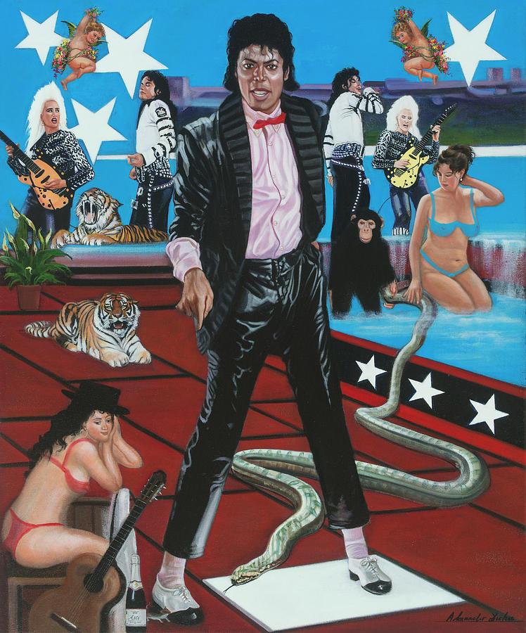 Michael Jackson's Billie Jean performance depicted through paintings