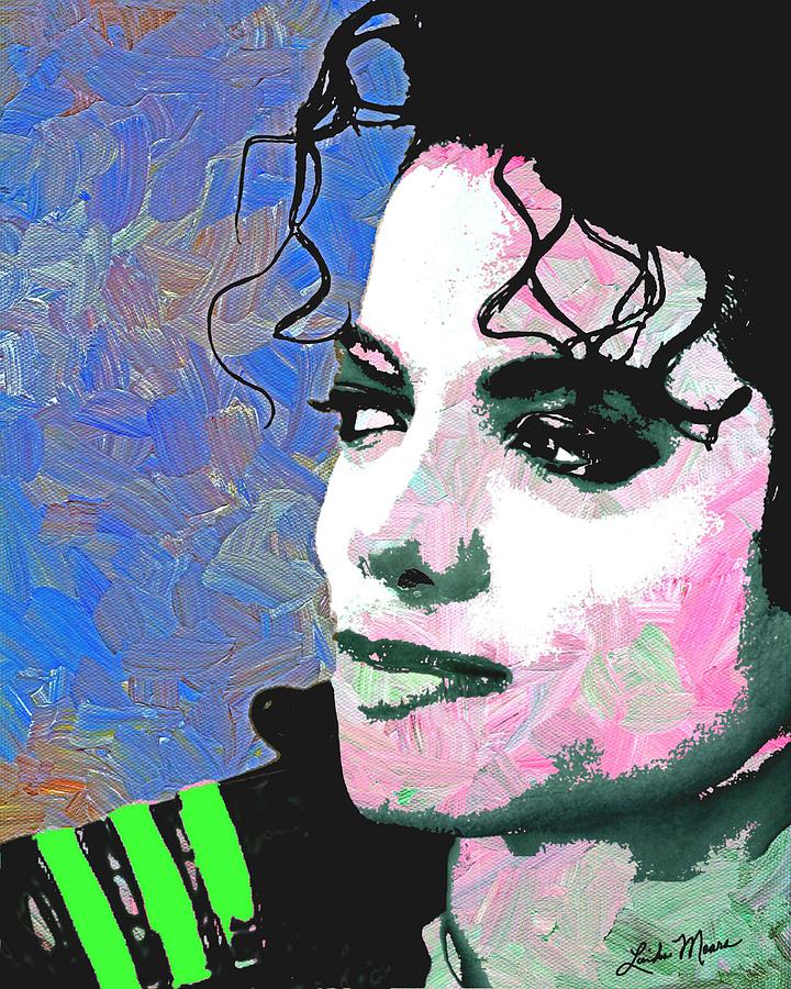 Michael Jackson Digital Art - Michael Jackson Blue and Pink by Linda Mears