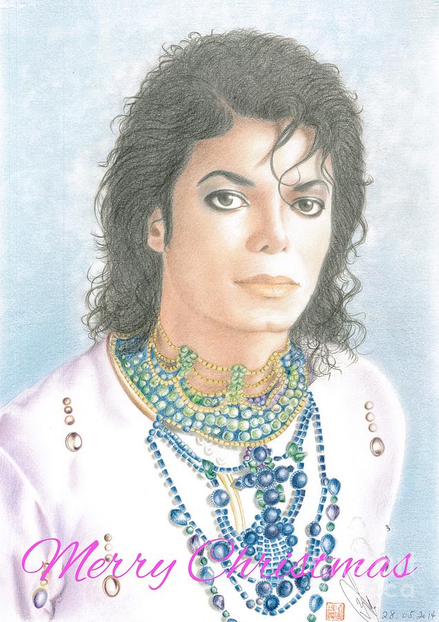 Michael Jackson Christmas Card 2016 - 002 Drawing by Eliza Lo