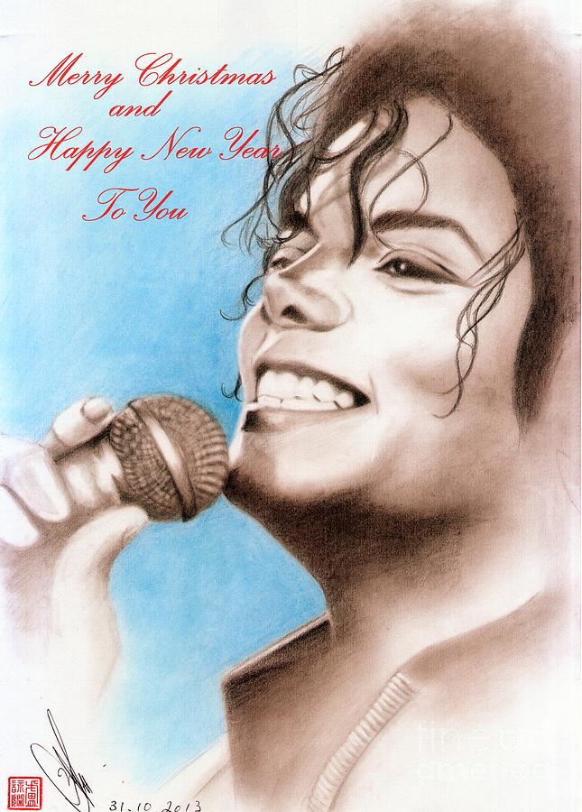 Michael Jackson Christmas Card 2016 - 005 Drawing by Eliza Lo