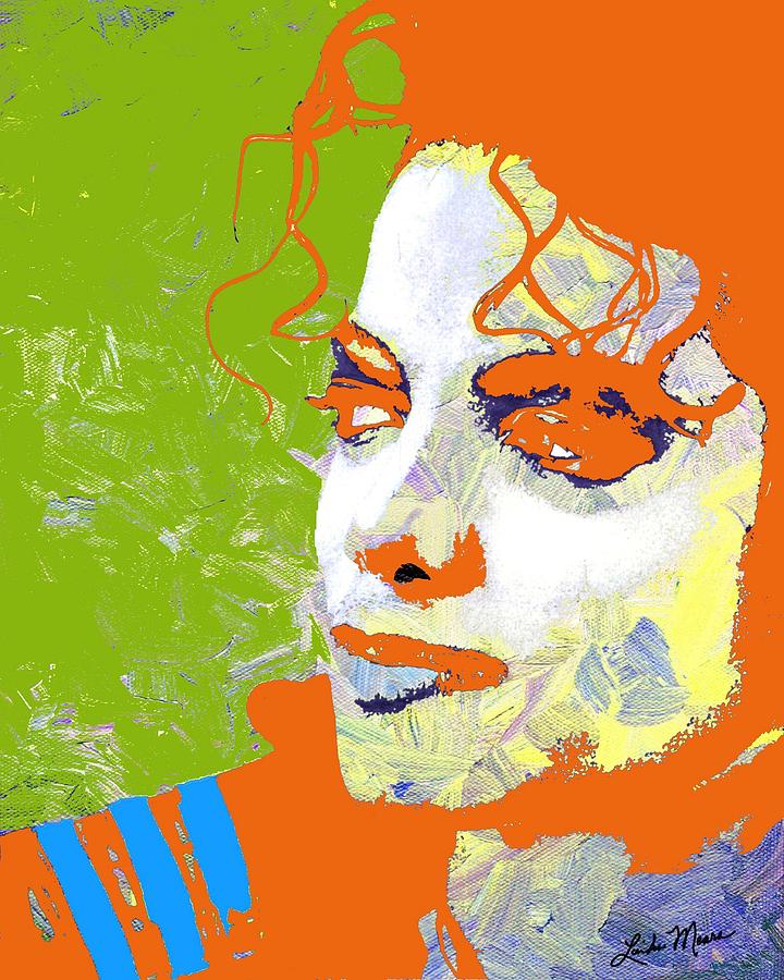 Michael Jackson Digital Art - Michael Jackson green and orange by Linda Mears
